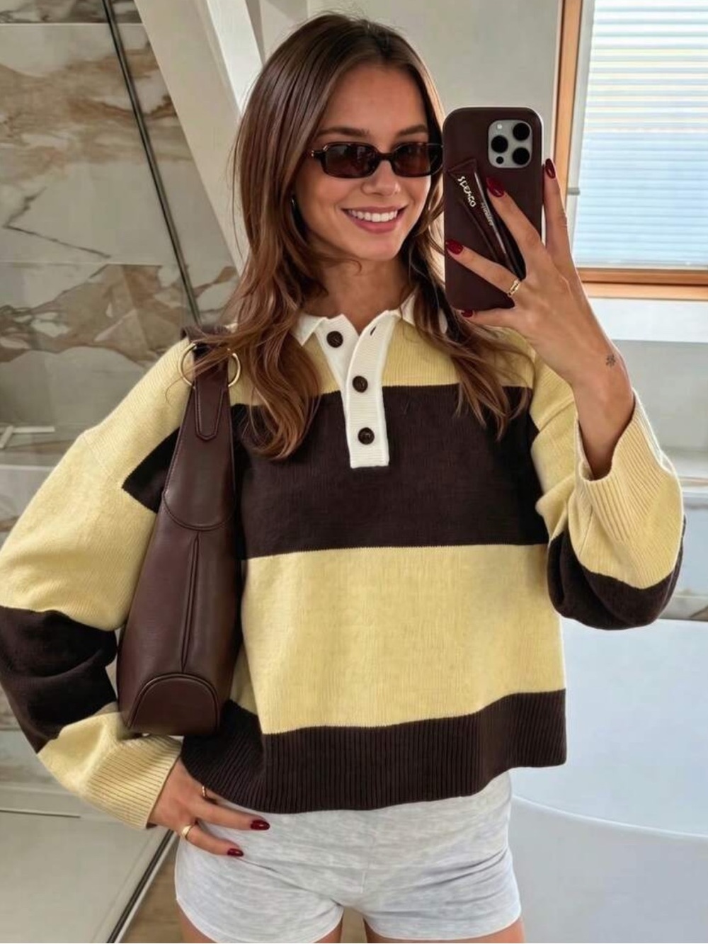 Autumn/Winter New Women's Fashion Street Minimalist Retro Colorblock Striped Top